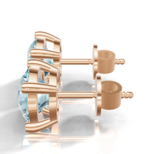 Heerani Jewels Natural Round Aquamarine 925 <b>Sterling</b> <b>Silver</b> Classic <b>Stud</b> Vermeil Rose Gold Unisex <b>Earrings</b> - Product Image 3
