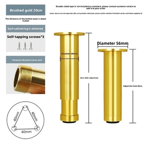 <span class=keywords><strong>Gambe</strong></span> Telescopiche Regolabili in Alluminio per Mobili, Divani, Mobili TV, Tavolini da Caffè, Mobili da Bagno e Supporti per Armadi - Product Image 2