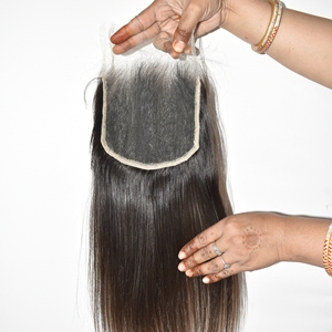 Extensions de cheveux humains non traités 6*6 HD Closure, 100% indiens, cuticules alignées, tissage non traité, sans traitement au temple - Product Image 4