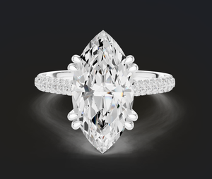Bague de luxe en diamants de laboratoire taillés marquise et ronds, bijoux de mariage élégants pour la mariée, vente en gros - Product Image 1