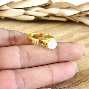 High Demand Boho Moonstone <b>Ring</b> Minimalist Brass Jewelry <b>Ring</b> for Women 18k Gold Plated <b>Dainty</b> Band <b>Ring</b> for Wholesale/OEM/ODM - Product Image 2
