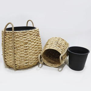Eco-Friendly <b>Seagrass</b> Woven <b>Baskets</b> With Handle, Storage Containers For <b>Laundry</b> & Home Use - Product Image 5