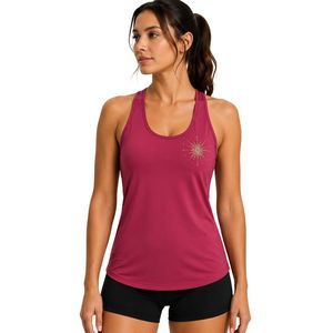 Berry <b>Red</b> Women Racerback Tank Top Printed Sleeveless Gym Yoga Fitness Workout Running Activewear Moisture Wicking Custom OEM - Product Image 1