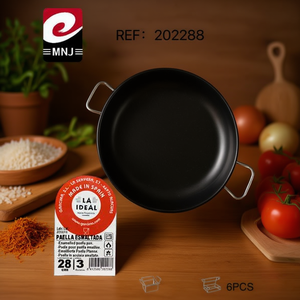 Elegante Sartén para Paella de Hierro Fundido Esmaltado de 28 cm con Mango de Acero Inoxidable Resistente y Revestimiento de Esmalte para una Cocción Eficiente - Product Image 3