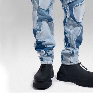 OEM Custom Distressed Wash <b>Jeans</b> Thin Stack Torch Pants with Wide Leg Mid Waist Straight Style Colored Denim Wear OEM ODM - Product Image 6