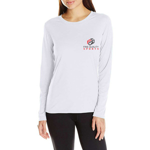 T-shirt à manches longues col rond pour femme, 100 % coton, coupe oversize, anti-boulochage, décontracté, sport, logo imprimé sur le devant - Product Image 3