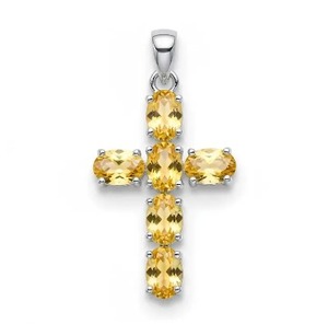 Colgante de Cruz de Citrino 100% Natural al por Mayor, Chapado en Rodio, Plata de Ley, Minimalista, Unisex, para Uso Diario - Product Image 1