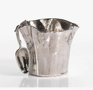 Seau à glace en aluminium moulé artisanal, forme vague organique, couleur argent, de luxe, pour hôtels et restaurants - Vente chaude - Product Image 1