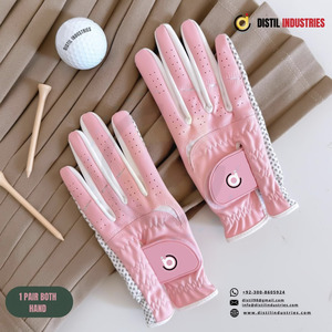 Gant de golf rose pour gaucher, unisexe, en cuir Cabretta, antidérapant, fermeture auto-agrippante, sangle de poignet réglable, DISTIL INDUSTRIES - Product Image 3