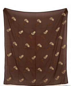 Châle en mousseline de polyester brodé floral, léger, transparent, respirant, avec bordure picot, pour femme, vente en gros, OEM ODM personnalisé - Product Image 4