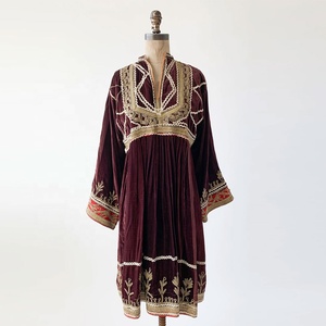 Vintage ethnique Kuchi robes Afghan/Pakistan traditionnel fête porter dentelle paillettes décoration multicolore traditionnel Kuchi robe - Product Image 3