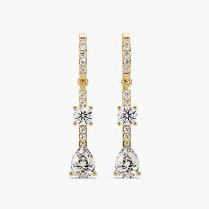 Pendientes Colgantes de Oro Fino de 14K con Diamantes Cultivados en Laboratorio, 1.75CTW, 22 Piedras, Minimalistas, Certificados por IGI, Oro Amarillo, Elegantes para Fiesta - Product Image 4