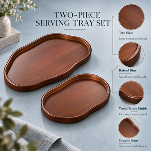 Juego de bandejas de servir de hierro premium |   Modernos Bandejas Decorativas de Dos Piezas con Borde Elevado para Cocina, Mesa de Comedor, Decoración del Hogar, Ideas de Regalo - Product Image 5