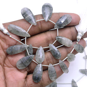 Perles de pierres précieuses en quartz noir naturel facetté en forme de poire, faites à la main pour la fabrication de bijoux, colliers, boucles d'oreilles, bracelets - Product Image 2