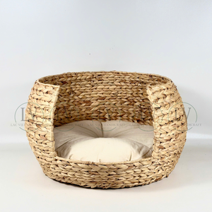 Water Hyacinth Pet <b>Bed</b> for <b>Dogs</b> and Cats | <b>Round</b> Cat <b>Bed</b> with Cushion | Vietnamese Design Comfortable <b>Bed</b> Pet Nice Price - Product Image 4