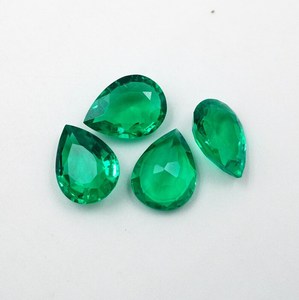 Piedra Preciosa de Esmeralda Cultivada en Laboratorio, Corte Pera Verde Facetado, 3.70ct (4 Piezas) HAYAAT GEMS 8x6mm para Joyería - Product Image 4