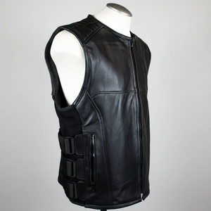 Chaleco de Motociclista de Cuero Genuino Negro Premium para Hombre, de Alta Calidad, con Cierre y Correas Laterales Ajustables - Product Image 3