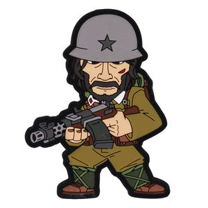 3D Rubber Patch with Embroidered Rifle Design Iron-On PVC Character Decorative <b>Badge</b> for Hats - Product Image 4