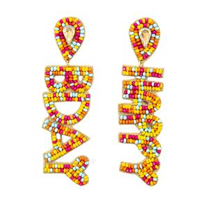 Boucles d'oreilles en perles de coeur multicolores complexes Cadeaux de mode fabriqués à la main pour des looks de fête dynamiques - Product Image 4