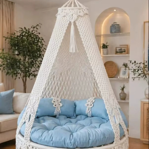 White <b>Macrame</b> Double seat Swing, <b>Macrame</b> Swing Chair, <b>Macrame</b> bed, Hammock Swing, Hanging bed <b>Macrame</b> swing, Luxurious swing - Product Image 1