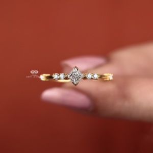 Princess Cut Lab Grown Diamond Engagement <b>Ring</b> 14K Gold Cluster Minimalist Dainty Bridal Slim Promise <b>Ring</b> Anniversary Gift Her - Product Image 6