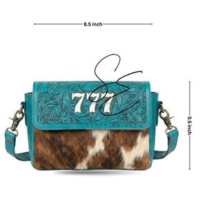 Turquoise Tooled Leather Crossbody <b>Bag</b> Cowhide Panel Western Cowgirl Shoulder Purse <b>Boho</b> Handbag Women - Product Image 3