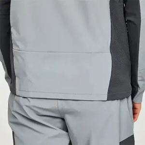 Survêtement gris pour homme avec blocs de couleur, manches longues, capuche, fermeture éclair sur le devant, poches latérales, coupe classique, style sportif décontracté, saison automne - Product Image 6