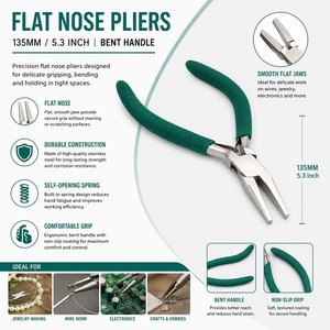 Flat <b>Nose</b> Pliers 135mm Bent Handle Jewelry Making Wire Bending Tool ZetomedPro - Product Image 4
