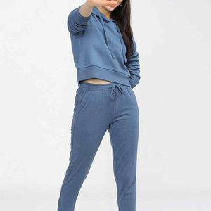 Wholesale Women Ladies <b>Crop</b> Tops 2023 Custom Croptop Hoodie Set Women <b>Zip</b> <b>up</b> Fleece Pullover Women Hoodies Sustainable Women's - Product Image 4
