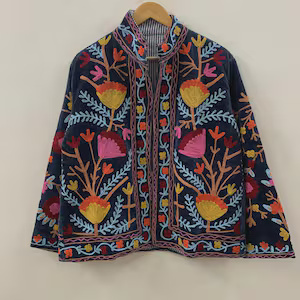 Hot Selling Velvet Suzani Jacket Handmade Embroidered Boho Ethnic <b>Coat</b> Festival Wear Designer Jacket - Product Image 4