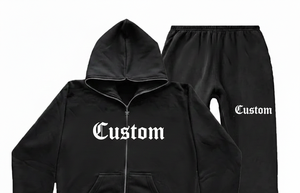 Ensemble de survêtement décontracté personnalisé de haute qualité avec logo pour hommes, pantalon de jogging évasé en polyester/coton et sweat à capuche zippé - Product Image 3