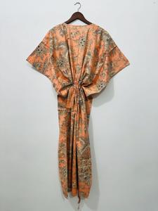 Luxury Style Hand Block Print Cotton <b>Kaftan</b> Plus Size Lightweight Printed Summer Cover-Up Great Price Cotton <b>Kaftan</b> for Women - Product Image 2