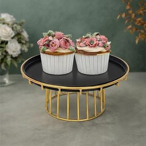 Expositor de postres de lujo con bandeja blanca y base con acabado dorado. Elegante soporte para postres, pasteles, cupcakes, repostería y frutas. - Product Image 1