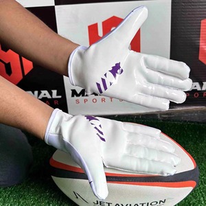Lightweight Breathable Custom American Football <b>Gloves</b> <b>Moisture</b> Wicking Full Finger Design Anti-slip Adjustable Wrist Strap Hand - Product Image 3