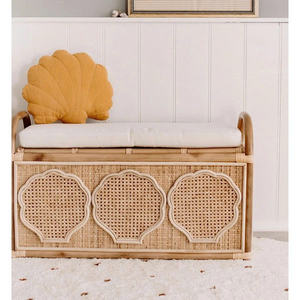 Coffre de rangement pour enfants en osier naturel, organisateur de jouets avec coussin, mobilier bébé écologique, fabrication OEM/ODM au Vietnam, vente en gros - Product Image 5