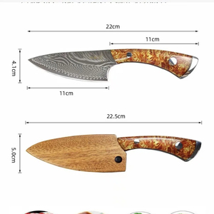 Couteau à fruits en acier Damas de 5 pouces, couteau de chef pour la viande et les légumes, avec étui, pour le camping, le filetage du poisson, outil de cuisine - Product Image 2