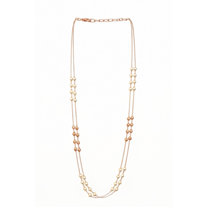 Collier double rangs en or rose 18 carats avec perles pour femme, chaîne délicate à deux brins avec perles blanches, bijoux de mode - Product Image 5