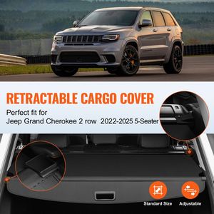 Copertura Cargo Retrattile Impermeabile di Sicurezza per Bagagliaio, Protezione Parasole per Jeep Grand Cherokee 2022-2025 2 File 5 Posti Sicura - Product Image 4