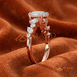 Blush Rose Gold Multi-Shape Cluster Ring – Elegant <b>Cushion</b>-Cut <b>Statement</b> Band The "Aurora" <b>Cushion</b> Ring – Rose Gold Plated - Product Image 2