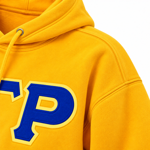 เสื้อสเวตเชิ้ตมีฮู้ดสีน้ำเงินรอยัล Sigma Gamma Rho ขนาดใหญ่ ลายตัวอักษรกรีกสีเหลือง ดีไซน์ลายตัวอักษรที่อกแบบวาร์ซิตี้ เสื้อพูลโอเวอร์ลำลองสำหรับชมรมนักศึกษา - Product Image 6