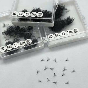 Extensions de cils 3D-8D faites à la main, courbure CC/DD/M/L, volume naturel, longues, noir mat, en cheveux synthétiques - Product Image 2