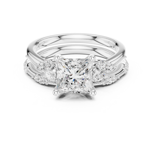 Anillo de Compromiso Aries Jewel con Diamante Corte Princesa, Diamantes Cultivados en Laboratorio y Piedras Laterales Naturales Certificadas para Mujer, Estilo Clásico - Product Image 5