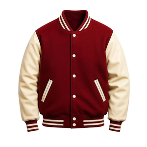 Chaqueta Universitaria Premium de Color Granate y Blanco para Fraternidad |   Cintas Bordadas Auténticas de Lana Estilo Letterman |   Béisbol Personalizado para Hombre de Invierno - Product Image 1