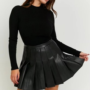 Minifalda de Cuero PU Antiestática Vintage para Mujer, con Cintura Natural, Diseño Sexy y Moderno, Colores Personalizados - Product Image 4