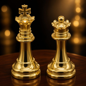 <b>Chess</b> King and Queen Pieces <b>Chess</b> Figurines with Elegant Gold Finish for Tabletop Living Room Office Bookshelf Game Room and Hom - Product Image 4