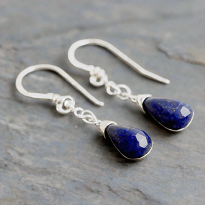 Pendientes ovalados de estilo bohemio de Plata de Ley 925 chapados en oro de 14 quilates y oro de 18 quilates con lapislázuli, joyería de gota a la moda - Product Image 3