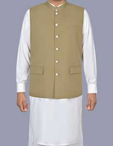 Gilet en toile de couleur unie fabriqué au Pakistan par un fabricant professionnel pour hommes, vêtement d'extérieur pour mariage et fête à prix avantageux - Product Image 2