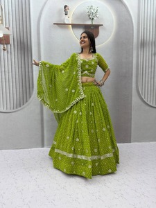 Nuevo Diseño de Conjunto Lehenga Choli de Georgette Estampado para Mujer, Traje Tradicional de Boda, Largo hasta el Suelo, Corte Holgado, Estilo Étnico - Product Image 5