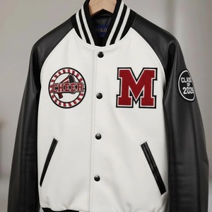Veste universitaire unisexe personnalisée, col montant, coupe-vent, écologique, taille et logo personnalisables, couleurs noir et blanc, cadeau d'hiver - Product Image 2