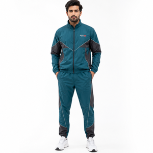 Conjunto Deportivo Cortavientos para Hombre, Chaqueta Ligera de Tela de Poliéster Resistente, Pantalones a Juego, Construcción Resistente al Agua, Estilo Casual - Product Image 1